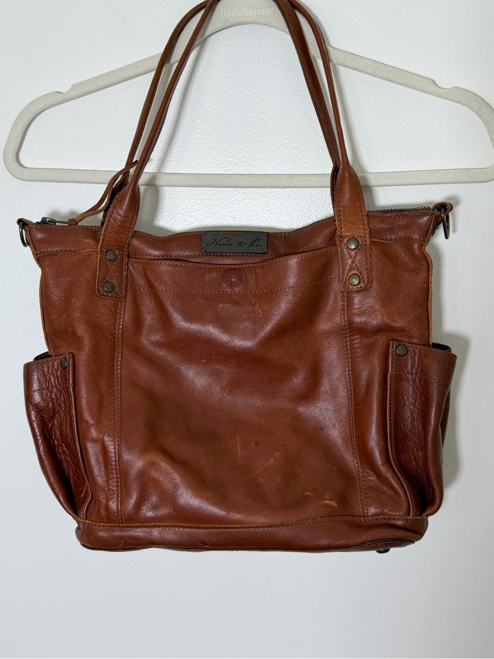 Nena & Co. Perfect Bag -Full Leather Tote with Exterior Slip Pockets